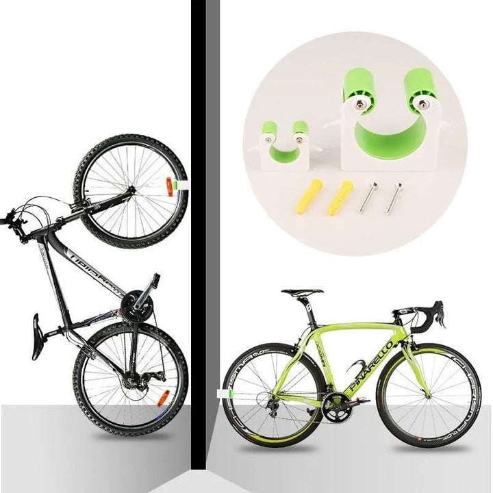 Holdbart cykelstativ, moderne design, sort PC-materiale, vægmonteret alsidig opbevaringsløsning.