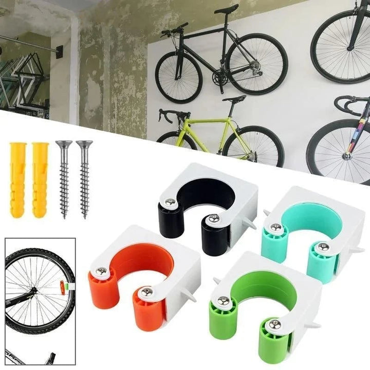 Holdbart cykelstativ, moderne design, sort PC-materiale, vægmonteret alsidig opbevaringsløsning.