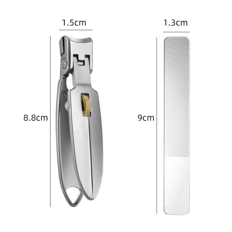 Holdbar negleklipper i rustfritt stål; ergonomisk design og låsering gjør negletrimming enkel og presis.