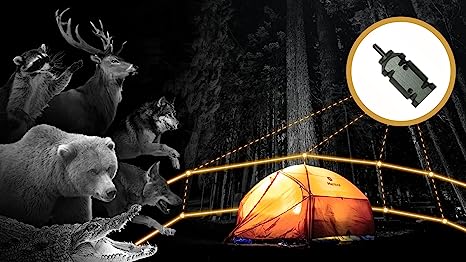 Kestävä ulkoiluhälytin, vihreä metallirunko, leiri- ja kotipiha, 172 dB ääni varoittaa tunkeilijoita.