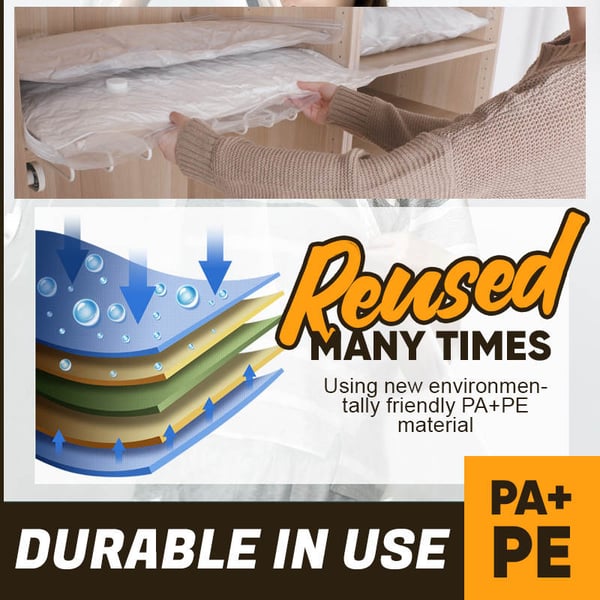 Holdbare vakuumposer til hjemmebrug, klart plastmateriale, til opbevaring af hjemmetekstiler og tøj, pladsbesparende.