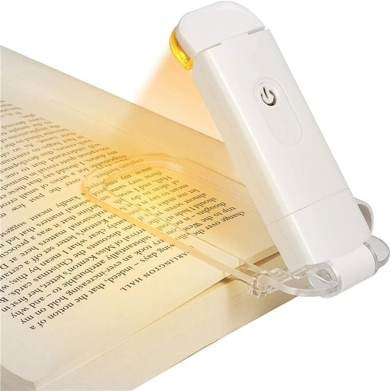 Let og stilfuld genopladelig LED boglampe med 350° fleksibel holder, USB-genopladelig, varmt hvidt lys, ideel rejsemakker
