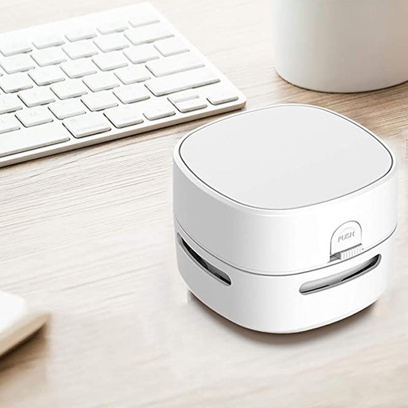 Letvægts trådløs mini støvsuger, æstetisk model, nem at støvsuge hjørner og skrivebord, USB og batteridrevet.