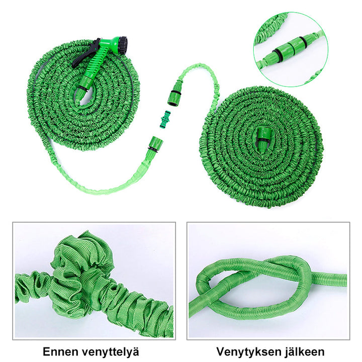 Letvægts grøn/blå højtryksslange til bil og have, velegnet til alsidig vandbehandling.