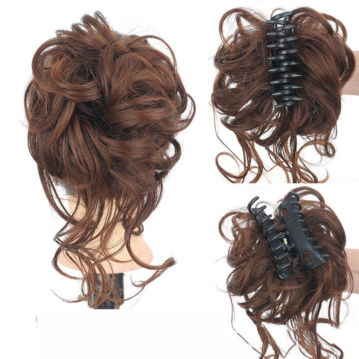 Kihara chignon poninhäntälisäke, synteettinen, ruskeat kiharat, luonnollinen volyymi, sopii päivittäiseen tai juhlalookiin