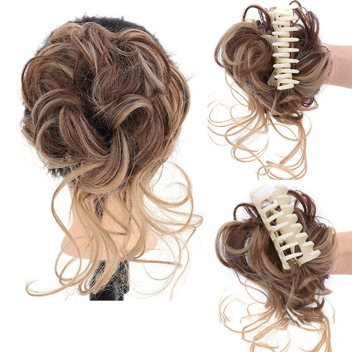 Kihara chignon poninhäntälisäke, synteettinen, ruskeat kiharat, luonnollinen volyymi, sopii päivittäiseen tai juhlalookiin