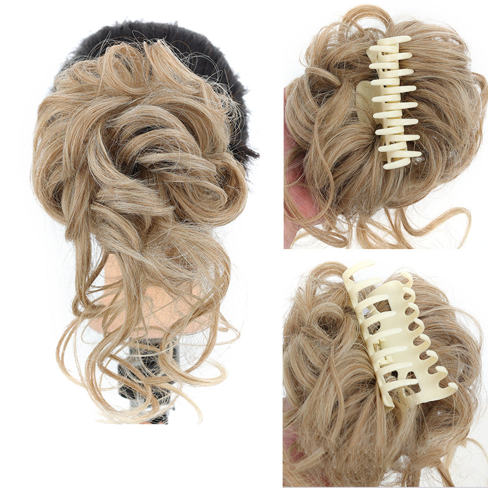 Kihara chignon poninhäntälisäke, synteettinen, ruskeat kiharat, luonnollinen volyymi, sopii päivittäiseen tai juhlalookiin