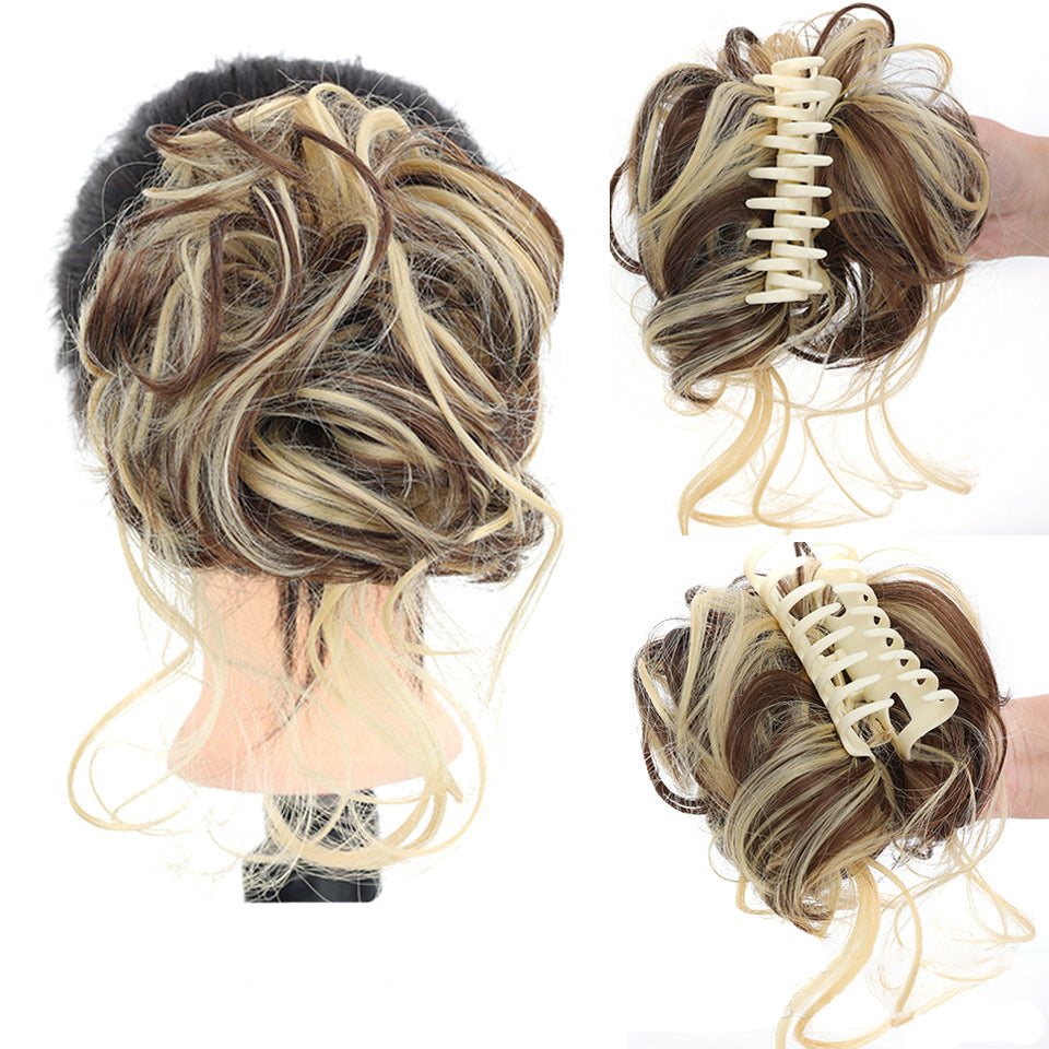 Kihara chignon poninhäntälisäke, synteettinen, ruskeat kiharat, luonnollinen volyymi, sopii päivittäiseen tai juhlalookiin