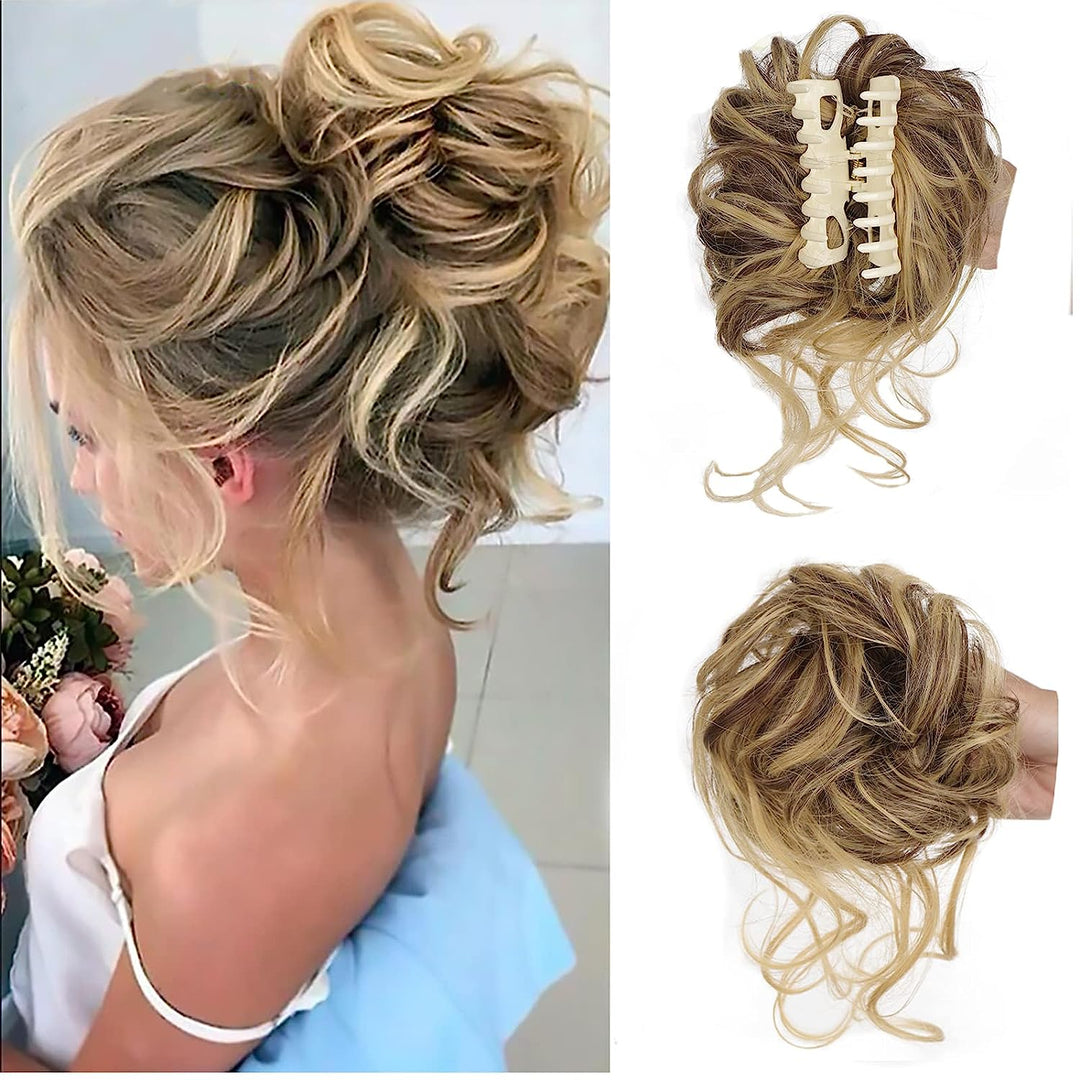 Kihara chignon poninhäntälisäke, synteettinen, ruskeat kiharat, luonnollinen volyymi, sopii päivittäiseen tai juhlalookiin