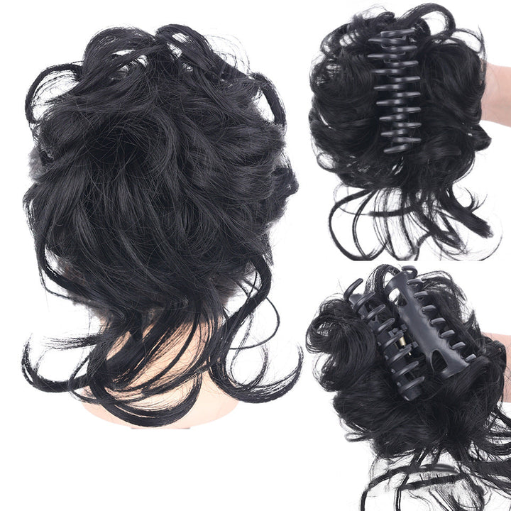 Kihara chignon poninhäntälisäke, synteettinen, ruskeat kiharat, luonnollinen volyymi, sopii päivittäiseen tai juhlalookiin