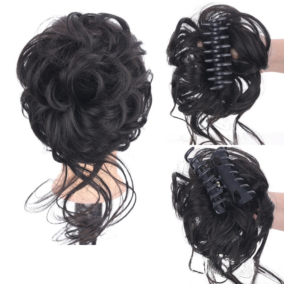 Kihara chignon poninhäntälisäke, synteettinen, ruskeat kiharat, luonnollinen volyymi, sopii päivittäiseen tai juhlalookiin