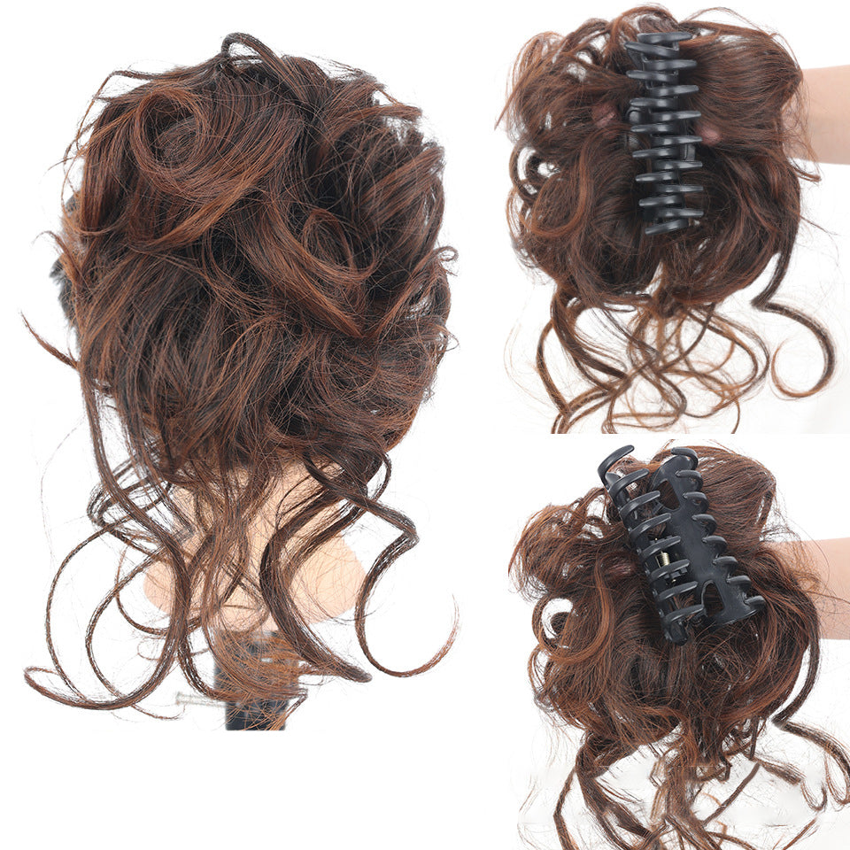Kihara chignon poninhäntälisäke, synteettinen, ruskeat kiharat, luonnollinen volyymi, sopii päivittäiseen tai juhlalookiin