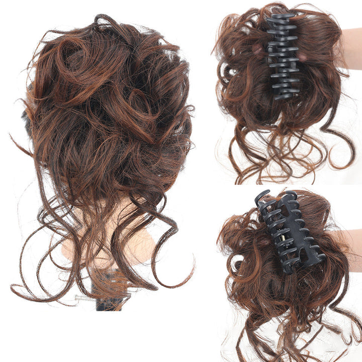 Kihara chignon poninhäntälisäke, synteettinen, ruskeat kiharat, luonnollinen volyymi, sopii päivittäiseen tai juhlalookiin