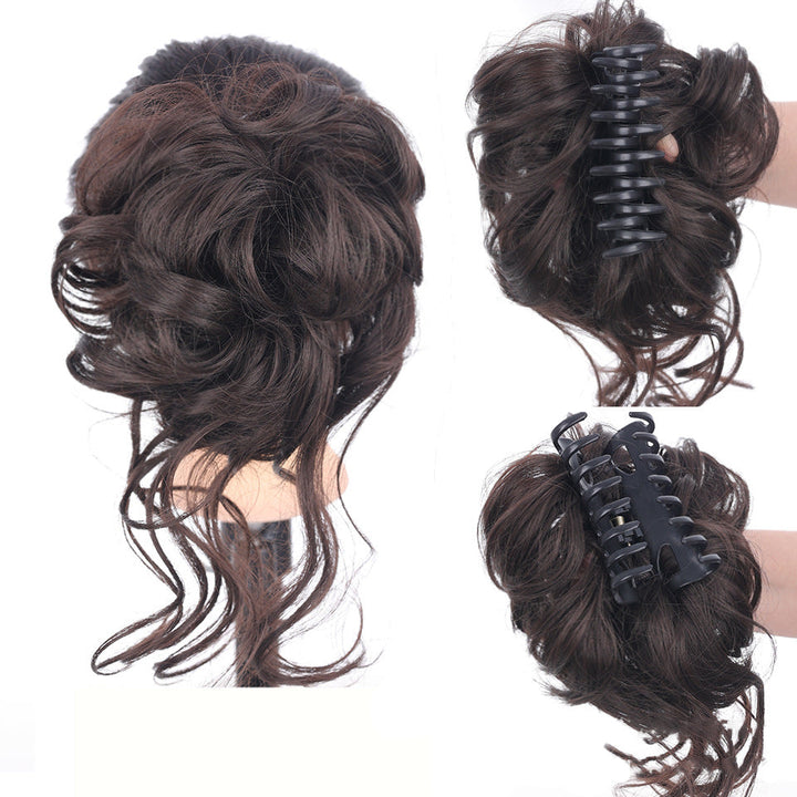Kihara chignon poninhäntälisäke, synteettinen, ruskeat kiharat, luonnollinen volyymi, sopii päivittäiseen tai juhlalookiin