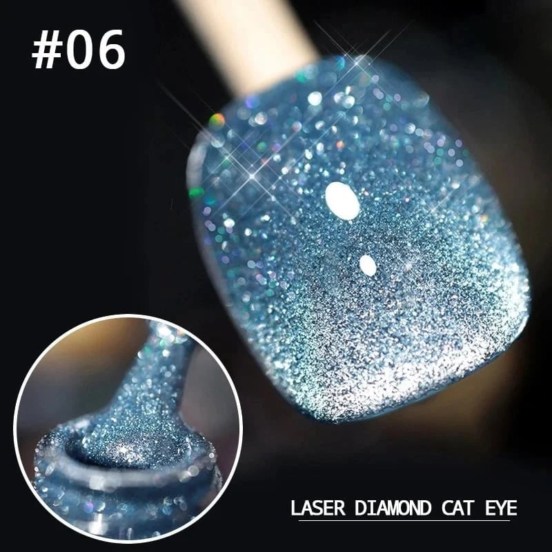 "Kimalteleva laser kissansilmä kynsilakka tuubissa, intensiivinen bling-bling efekti, loistaa UV/LED-valossa"