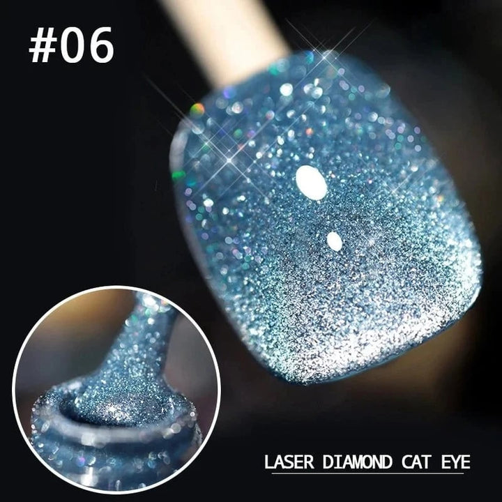 "Kimalteleva laser kissansilmä kynsilakka tuubissa, intensiivinen bling-bling efekti, loistaa UV/LED-valossa"