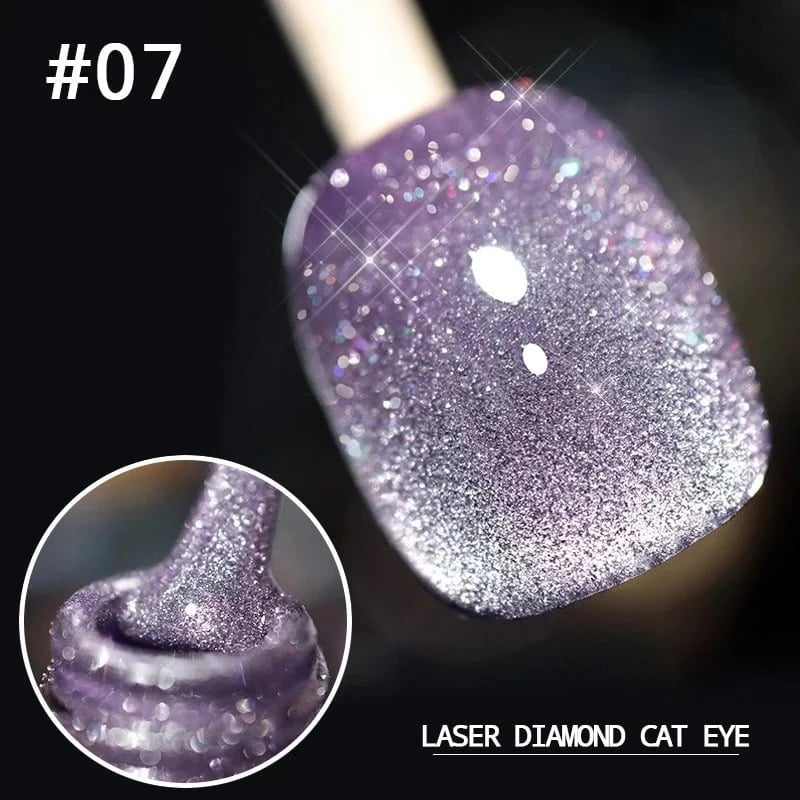 "Kimalteleva laser kissansilmä kynsilakka tuubissa, intensiivinen bling-bling efekti, loistaa UV/LED-valossa"