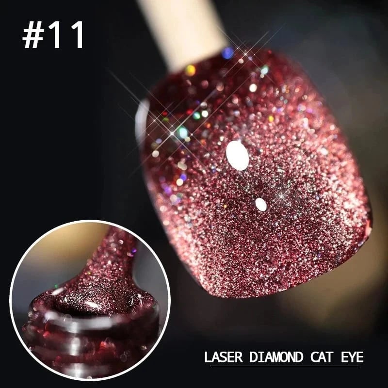 "Kimalteleva laser kissansilmä kynsilakka tuubissa, intensiivinen bling-bling efekti, loistaa UV/LED-valossa"