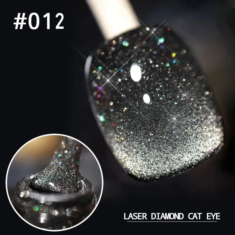 "Kimalteleva laser kissansilmä kynsilakka tuubissa, intensiivinen bling-bling efekti, loistaa UV/LED-valossa"