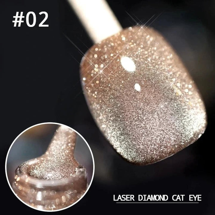 "Kimalteleva laser kissansilmä kynsilakka tuubissa, intensiivinen bling-bling efekti, loistaa UV/LED-valossa"