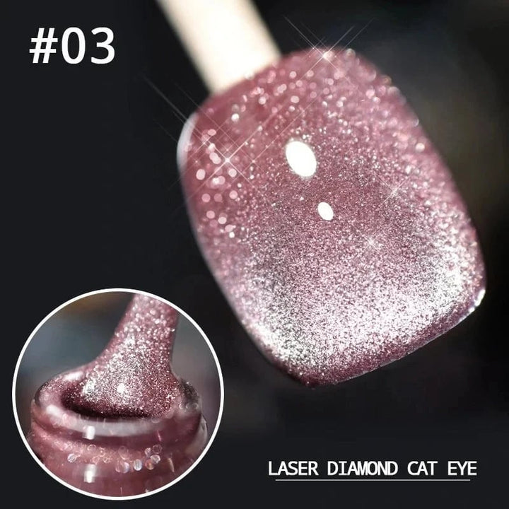 "Kimalteleva laser kissansilmä kynsilakka tuubissa, intensiivinen bling-bling efekti, loistaa UV/LED-valossa"