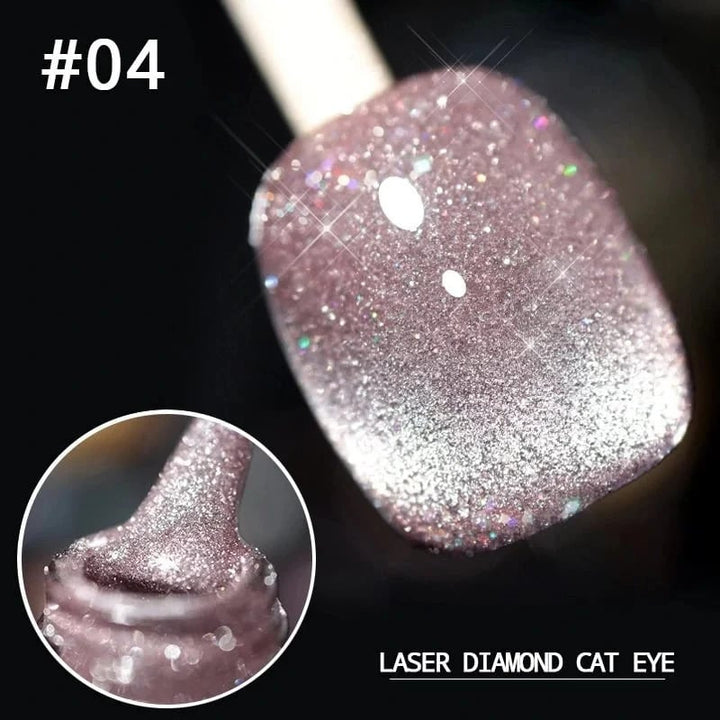 "Kimalteleva laser kissansilmä kynsilakka tuubissa, intensiivinen bling-bling efekti, loistaa UV/LED-valossa"