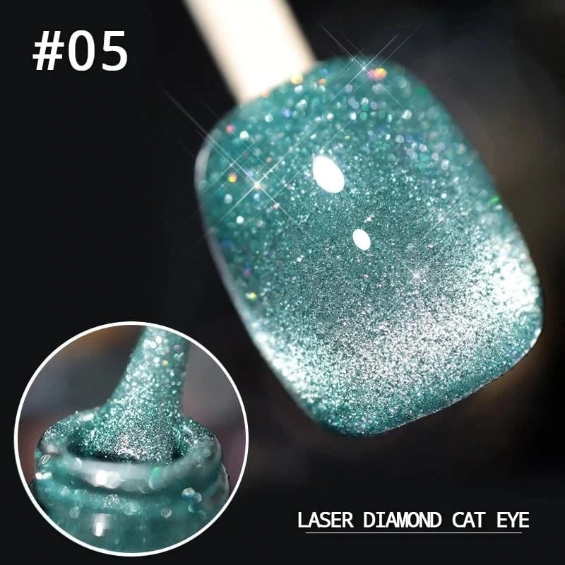 "Kimalteleva laser kissansilmä kynsilakka tuubissa, intensiivinen bling-bling efekti, loistaa UV/LED-valossa"