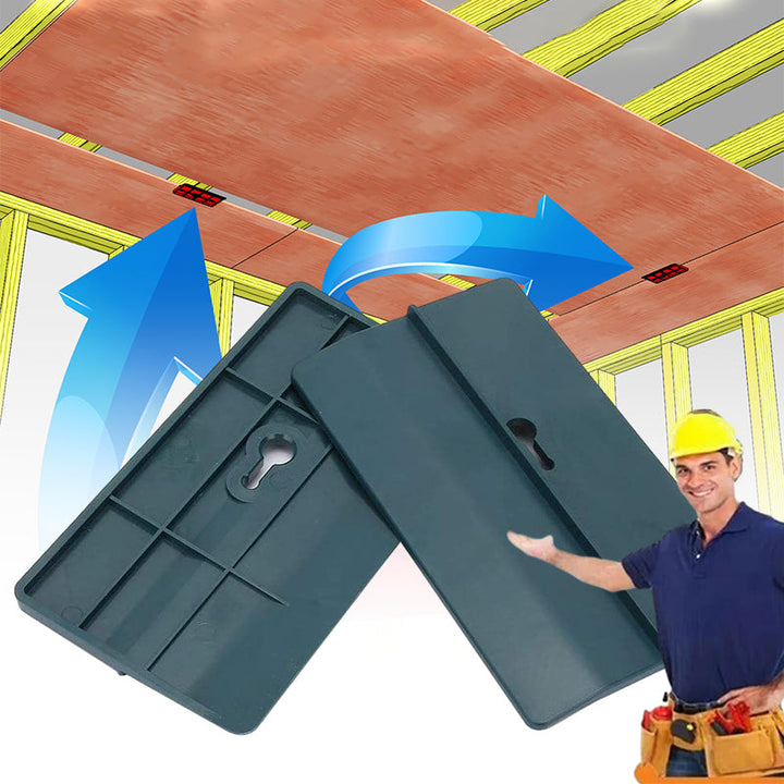 Grønt værktøj til loftinstallation af kipsplader: holdbar PVC, brugervenligt design, forborede huller, præcis justering.