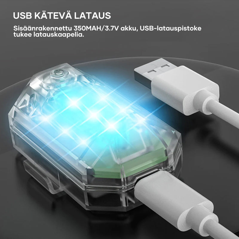 Lysende trådløs LED stroboskop til udendørs brug, 7 farvemuligheder, kompakt og vandtæt design, belysning til udendørs aktiviteter.