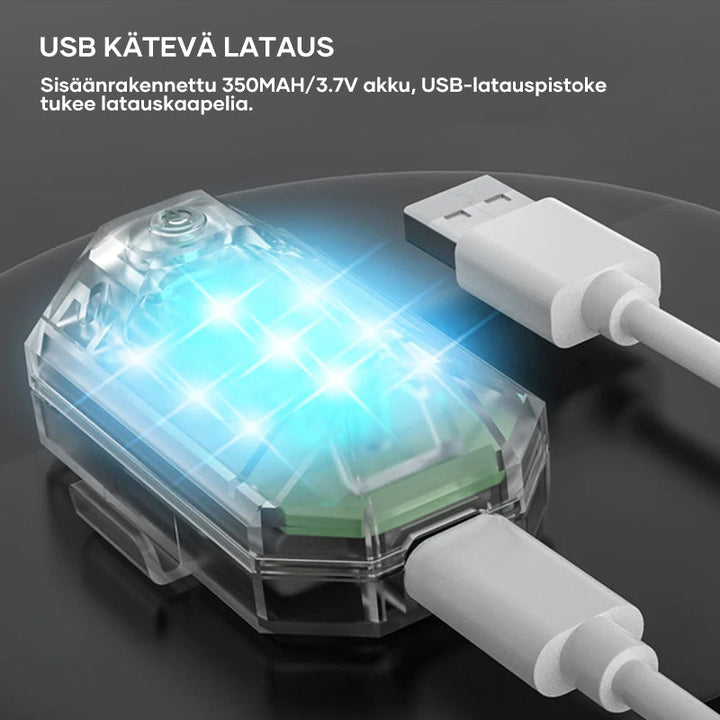 Lysende trådløs LED stroboskop til udendørs brug, 7 farvemuligheder, kompakt og vandtæt design, belysning til udendørs aktiviteter.