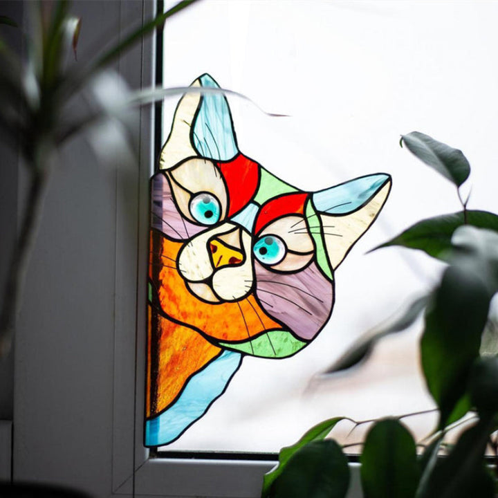 Vinyldekaler med katteprint i forskellige farver, 20x13 cm, til biler, cykler eller computere