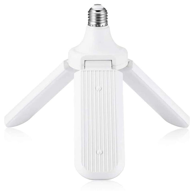 Sammenklappelig LED-lampe, køligt dagslys, justerbar, energieffektiv; plastkonstruktion til indendørs brug.