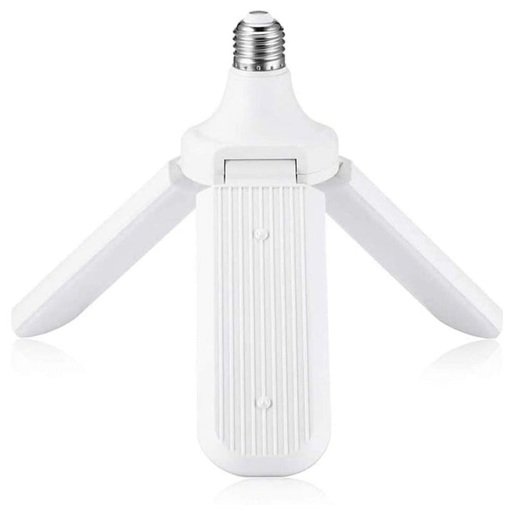 Sammenklappelig LED-lampe, køligt dagslys, justerbar, energieffektiv; plastkonstruktion til indendørs brug.