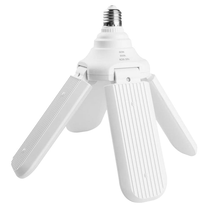 Sammenklappelig LED-lampe, køligt dagslys, justerbar, energieffektiv; plastkonstruktion til indendørs brug.