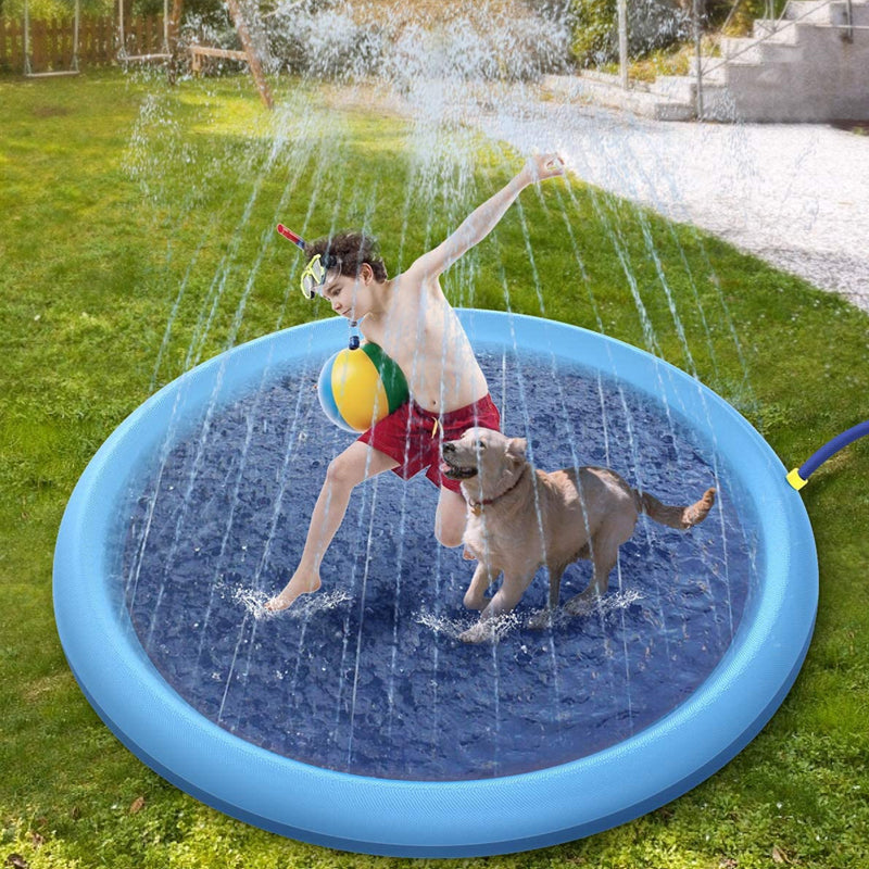 Sammenklappelig vandlegemåtte i klar blå PVC til børn og kæledyr, perfekt til sommerafkøling.