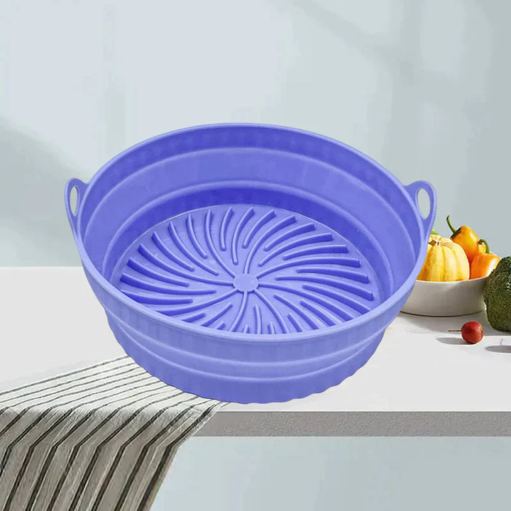 Foldbar silikone airfryer-form, firkantet, grøn, alsidigt køkkenredskab til madlavning