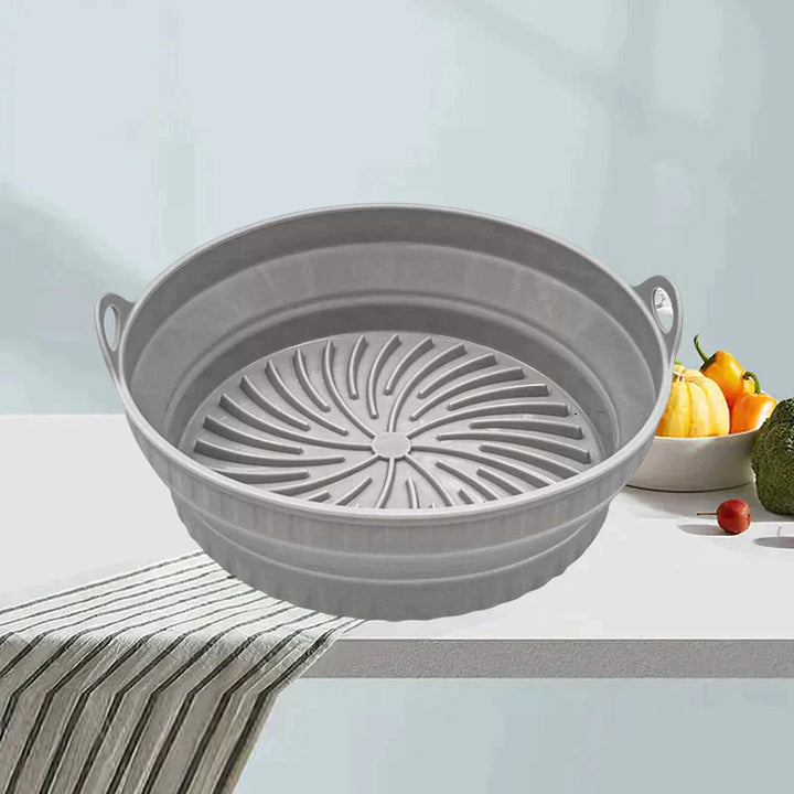 Foldbar silikone airfryer-form, firkantet, grøn, alsidigt køkkenredskab til madlavning