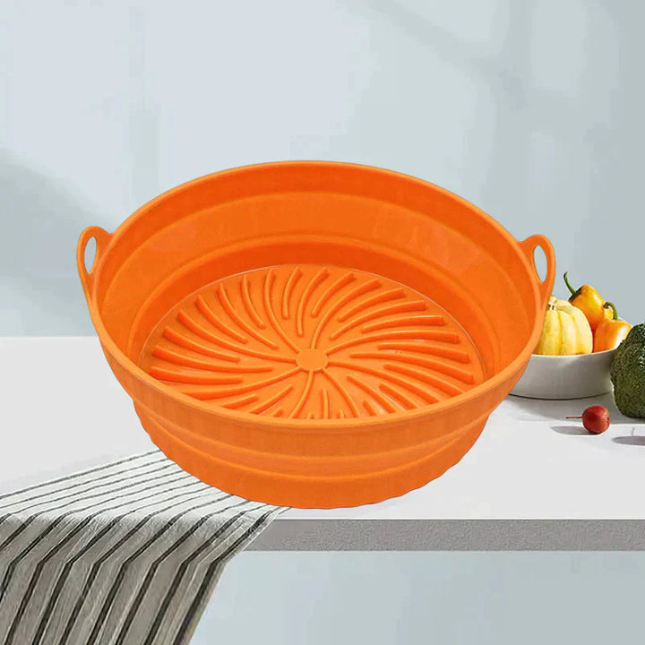 "Kokoontaitettava silikoninen Airfryer-astia, neliömuoto, vihreä, keittiön ja ruoanlaiton monikäyttöinen apuväline"