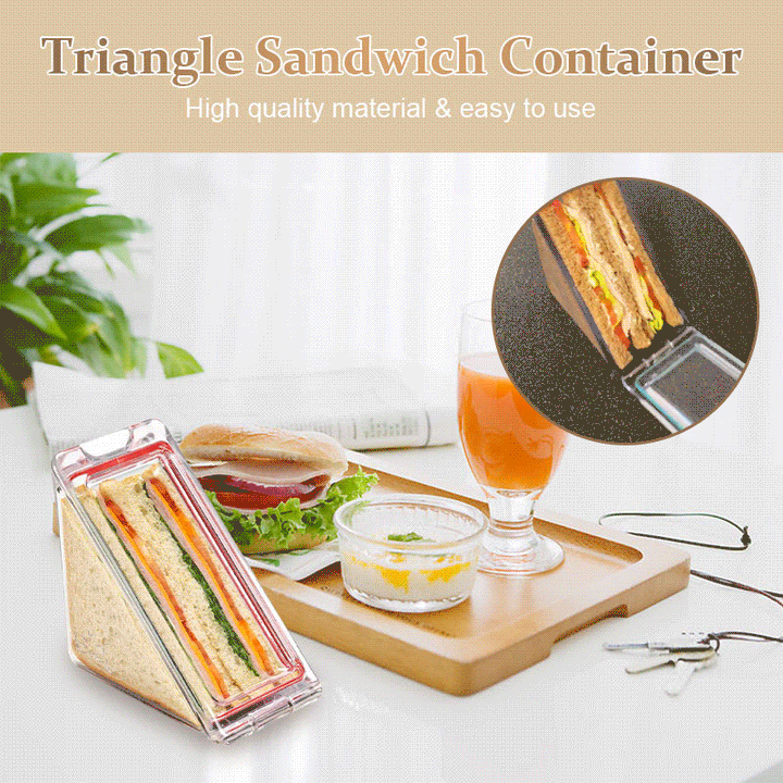 Trekantet sandwich-beholder, økologisk og genanvendelig, klar plastik, egnet til forskellige fyld og snacks.