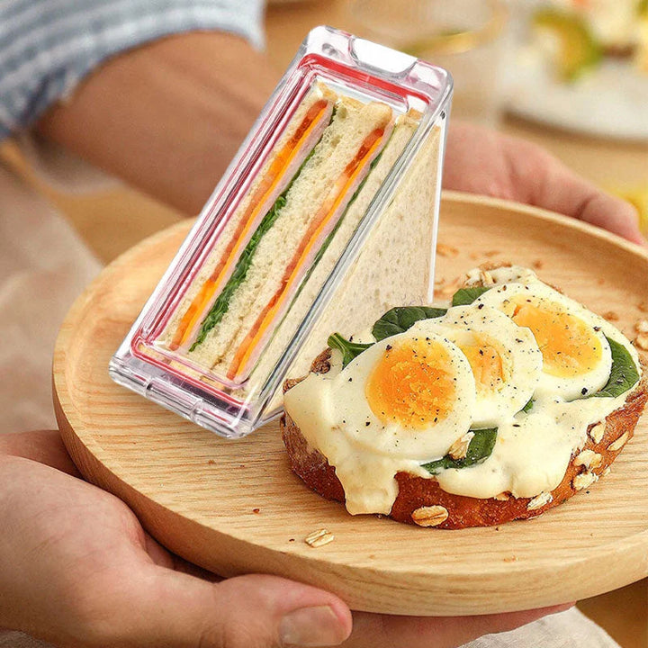Trekantet sandwich-beholder, økologisk og genanvendelig, klar plastik, egnet til forskellige fyld og snacks.