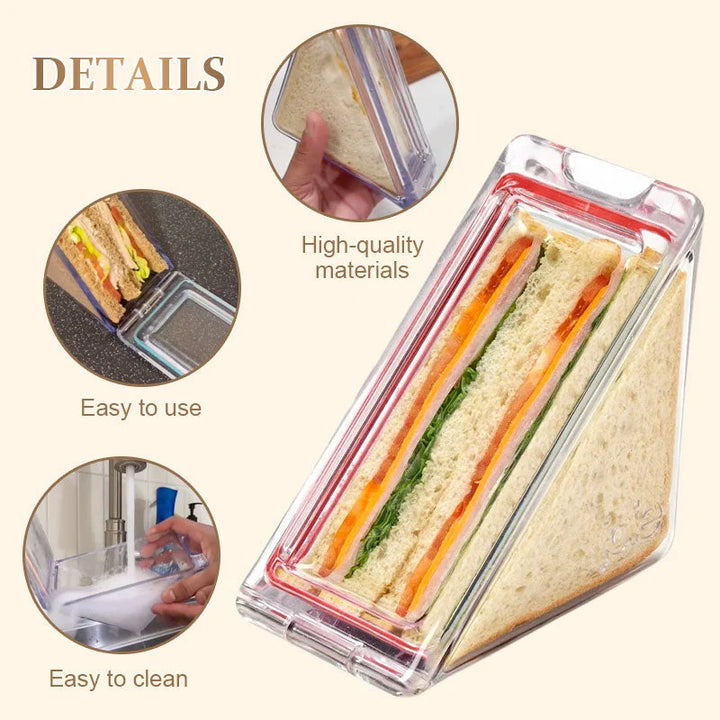 Trekantet sandwich-beholder, økologisk og genanvendelig, klar plastik, egnet til forskellige fyld og snacks.