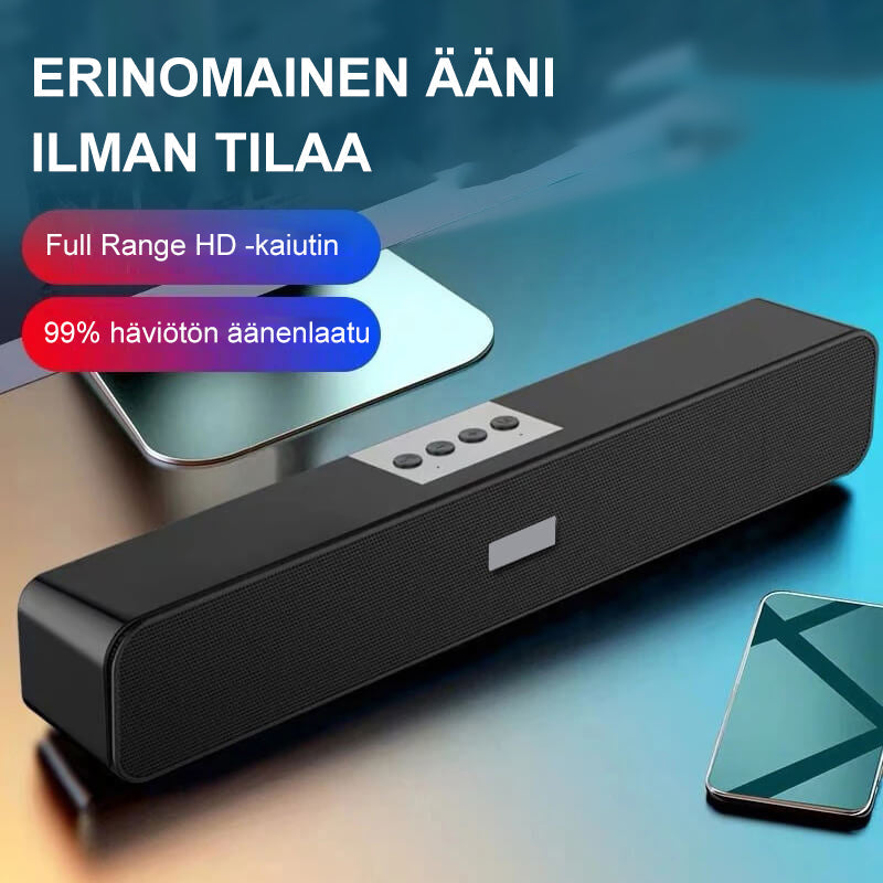 Kompakt grå bærbar Bluetooth 5.0 højttaler til moderne smart home, tilbyder HD-lyd og 10-12 timers batterilevetid.