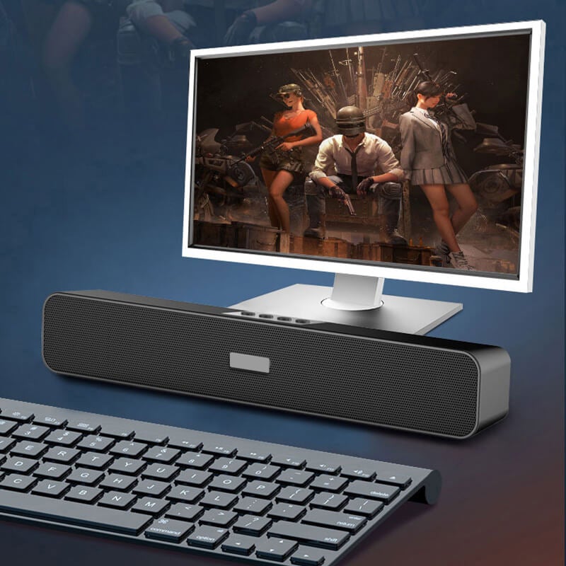 Kompakt grå bærbar Bluetooth 5.0 højttaler til moderne smart home, tilbyder HD-lyd og 10-12 timers batterilevetid.