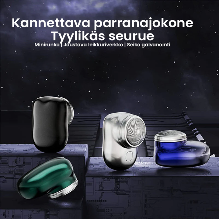 "Kompakti kannettava USB Mini parranajokone hopea, sininen, vihreä, musta väreissä, helppo matkakäyttöön ja vedenkestävä."