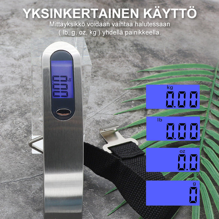 Kompakt bærbar elektronisk krogvægt, rustfrit stål, præcis måling op til 50 kg, alsidig rejsepartner