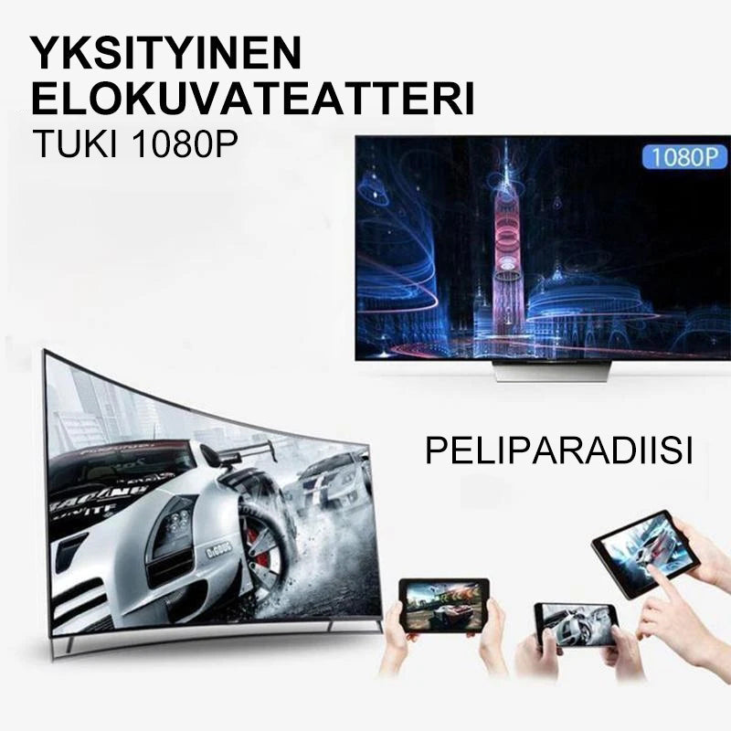 Kompakt bærbar trådløs HDMI-modtager, sort, tilslutning til tv eller projektor trådløst i 1080p kvalitet.