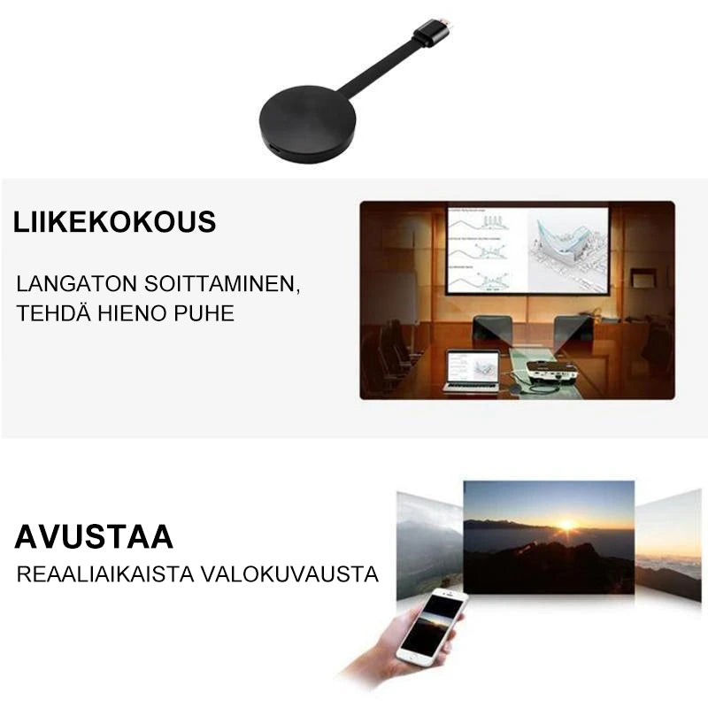 Kompakt bærbar trådløs HDMI-modtager, sort, tilslutning til tv eller projektor trådløst i 1080p kvalitet.