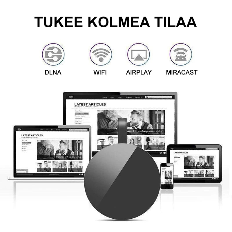 Kompakt bærbar trådløs HDMI-modtager, sort, tilslutning til tv eller projektor trådløst i 1080p kvalitet.