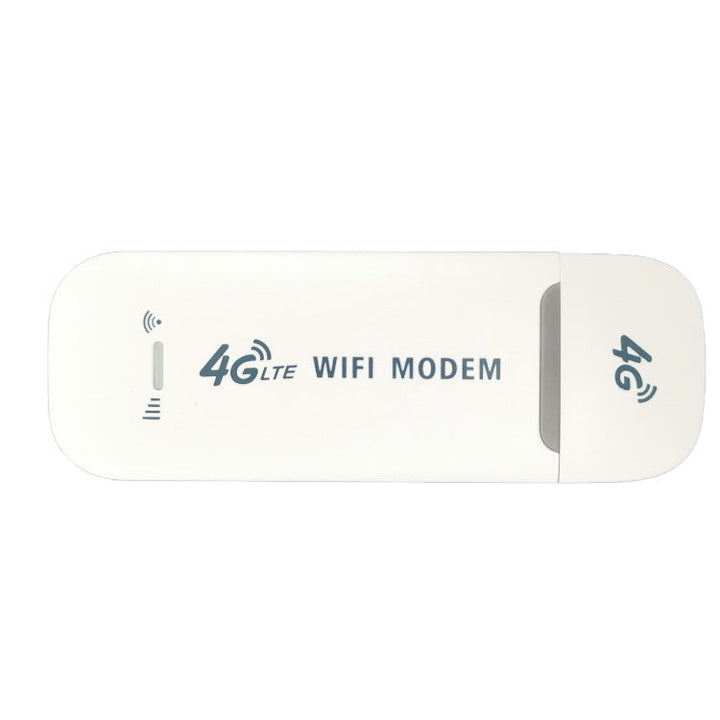 Kompakt bærbart trådløst WiFi-kort med dobbeltantenner, der tilbyder 4G-forbindelse og hotspot-funktionalitet for op til 10 enheder.