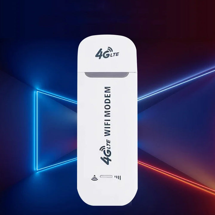 Kompakt bærbart trådløst WiFi-kort med dobbeltantenner, der tilbyder 4G-forbindelse og hotspot-funktionalitet for op til 10 enheder.